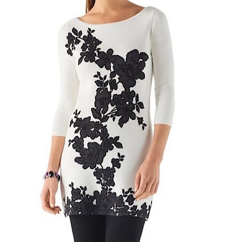 WHBM FLORAL 3/4” SLEEVE TUNIC